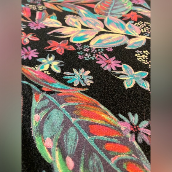 Black with Neon Tropical T Shirt Dress Knee Length Medium - Picture 6 of 7